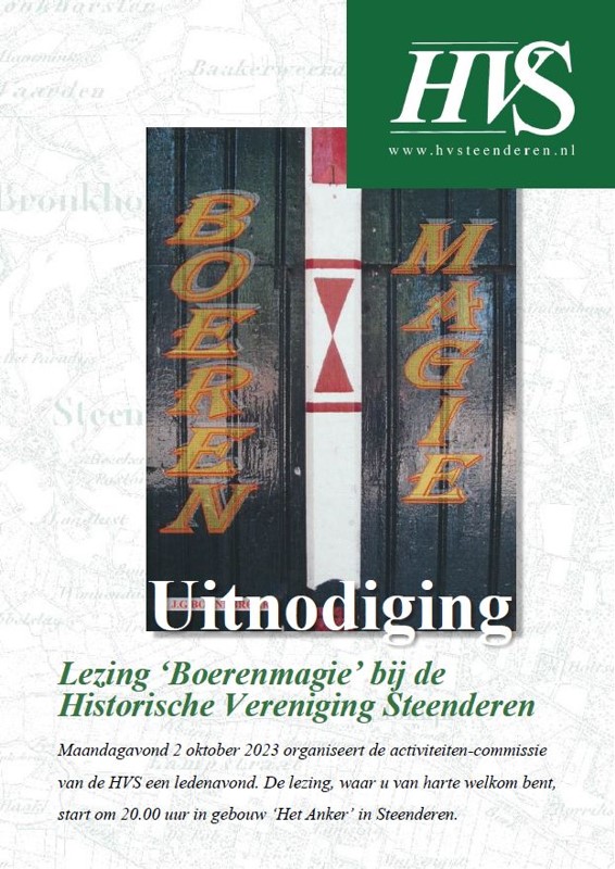 Lezing: Uitnodiging Boerenmagie bij de Historische Vereniging Steenderen